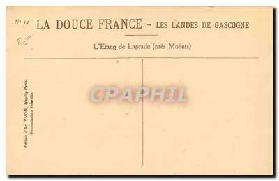 O Lago de Laprade (próximo a Moliet) — As Landas da Gasconha — Edição de Arte YVON — Verso