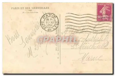 Les Invalides — Parigi e le sue meraviglie — Editore Guy, n°28 — Verso
