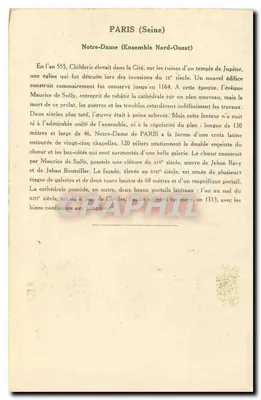 Catedral de Notre-Dame (Complejo Noroeste) — PARIS (Seine) — Colección de la Kolarsine y de la Solución Pautaubeerge, 4ª serie — Reverso