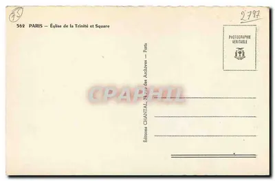 Igreja da Trindade e Praça — Paris — Éditions Chantal — Verso