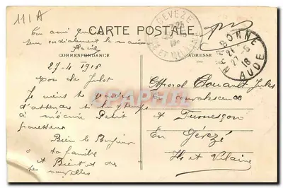 Stara pocztówka Narbonne Quai Valliere — Rewers