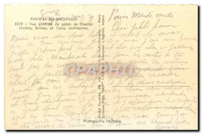Ogólny widok pałacu Chaillet — Paryż — Wydawnictwo Sztuki 'Guy' — Rewers