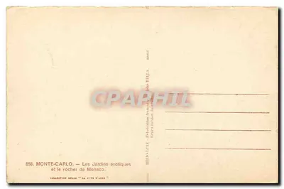 Monte-Carlo — Jardins exóticos e o rochedo de Mônaco — Editor Rella, n° 858 — Verso