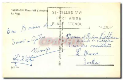 Saint-Gilles-sur-Vie — Plaża — Edit. Jély, n° 967 bis — Rewers