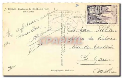 Zamek na skałach — Otoczenie Souillac (Lot) — Wydawnictwo 'LA CIGOGNE' — Rewers