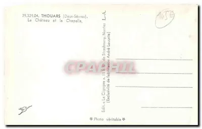Thouars (Deux-Sèvres) — Zamek i kaplica — 'La Cigogne' — Rewers
