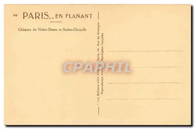 Paryż. Wędrując — Chimera z Notre-Dame i Sainte-Chapelle — Wydawnictwo Sztuki Yvon, Paryż — Rewers