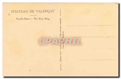 Castelo de Valençay — Fachada Oeste — Edição d'YVON, França — Verso