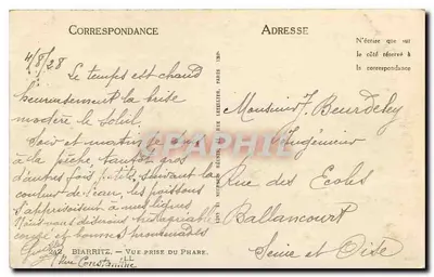 Biarritz — Uitzicht genomen vanaf de lantaarn — Uitgever: LL, n° 242 — Achterkant