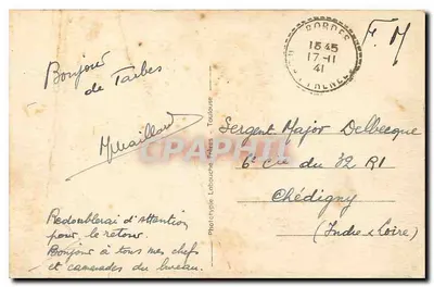 Tarbes - Estátua e Bairro Larrey — Altos-Pirineus, editor X.O. n° 77 — Verso