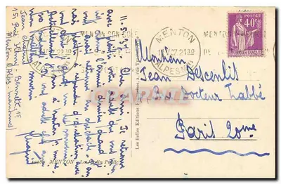 Menton — Ogrody Publiczne — B.E.F. — Rewers