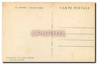 Antibes — Rue des Arceaux — Wydawnictwo J. Manwuzzi — Rewers
