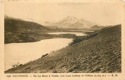 Bilhete postal antigo Dauphine De la Mure a Vizille Les Lacs Laffrey et l'Obiou