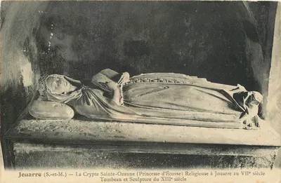 Jouarre (S.-et-M.) — A Cripta Santa Ozanne (Princesa da Escócia) Religiosa em Jouarre no Século XIII — Túmulo e Escultura do Século XIII — Editor A. Gagey