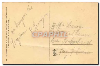 Cappella e Reliquiario di Santa Teresina del Bambino Gesù al Carmelo di Lisieux — Statua miracolosa della Vergine del Sorriso in fondo — n°41 — Verso