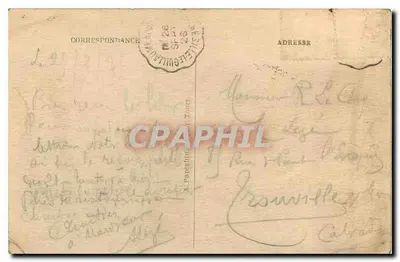 Bilhete postal antigo Cinq Mars la Pile I e L Monument erguido em Memória dos Enfants de Cinq Mars mortos pela França — Verso