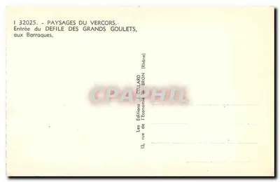 Les Barraques no Vercors — Entrada do desfiladeiro dos Grands Goulets — Les Éditions de l'Économie, Bron (Rhône) — Verso