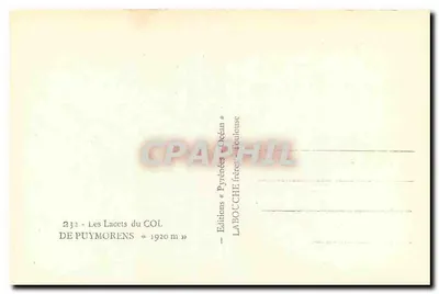Los tornos del Col de Puymorens — 1920 m — Ediciones Labocche frères, Poulououse — Reverso