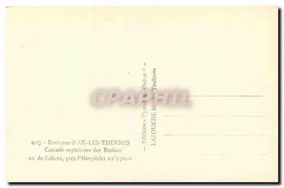 Cachoeira superior das Bézines — Environs d'Ax-les-Thermes — Editor: Tyrèche frères, Toulouse — Verso