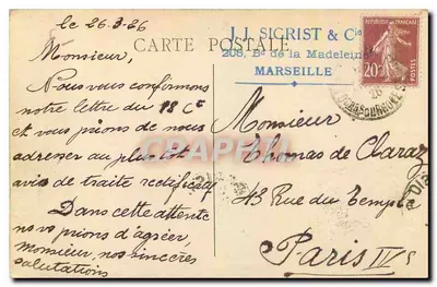 Marsella — La pasarela de los ascensores de Notre-Dame de la Garde — J.J. Sigrist & Cie — Reverso