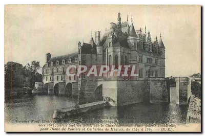 Castelo de Chambord — fachadas Norte e Sul do ponte sobre o Cher — editor Thomas Boutier, número de série (N.-E.)