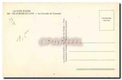 Wąwozy wilka — Wodospad Courmes — Wydawnictwo MAR, Nice — Rewers
