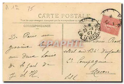 Monumento Gambetta e Nuovo Louvre — Parigi — A. C., 165, rue de Rome — Verso