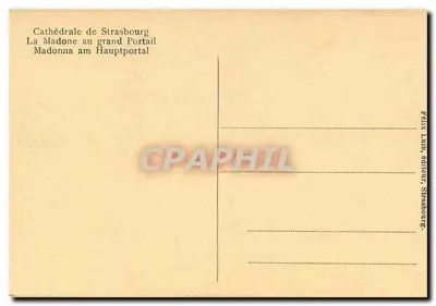 Katedra w Strasburgu — Madona przy wielkim portalu — Felix Lubb, wydawca Strasburg — Rewers