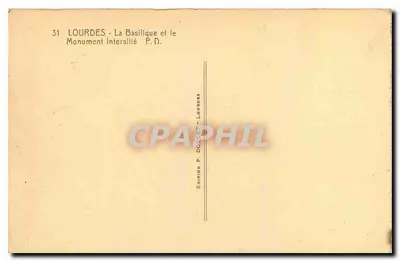 Lourdes — A Basílica e o Monumento Interalliado — Edição P. Doucet, Lourdes — Verso