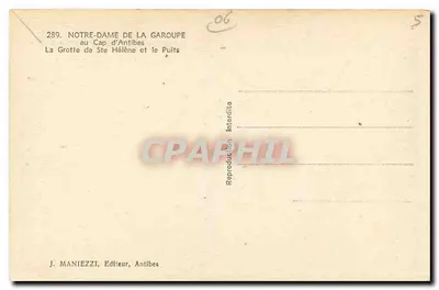 Nossa Senhora da Garoupe — A Gruta de Santa Helena e o Poço — J. Maniezzi, Antibes — Verso