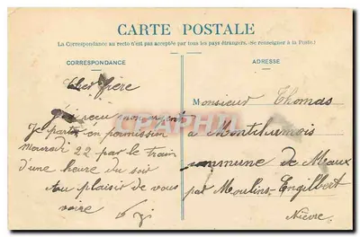 Bilhete postal antigo Antes da Revista do 14 de Julho — Verso