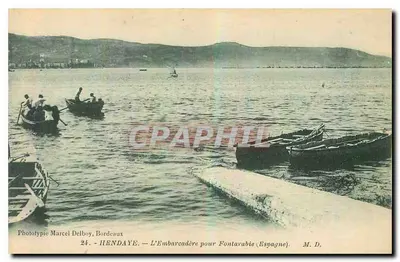 Hendaye — A Embarcação para Fontarabie (Espanha) — Fototipia Marcel Delbou, Bordeaux, n°24