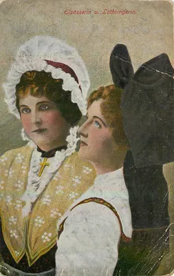 Elsässerin u. Lothringerin — Alunas da Escola de Estrasburgo — Felix Luib, Kunstverlagsanstalt, Estrasburgo i. E.