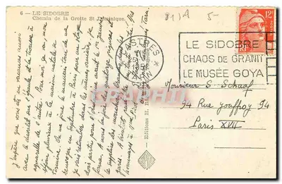 Le Sidobre — Caminho da Gruta de Santo Domingos — Edições E. Barthe, n°6 — Verso