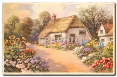 Cottage em um jardim florido — Pintura — Impressora Belga