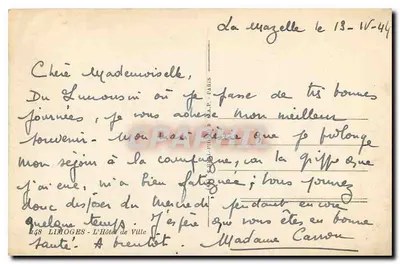 LimoGES - Hotel de Ville — widok placu z latarniami i samochodem — wydawca LIMOGES - Hotel de Ville, nr 448 — Rewers