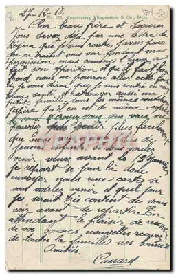 Zamek Generała w Metz — wydawca Kunstverlag Klingenstein & Co, nr 523 — Rewers