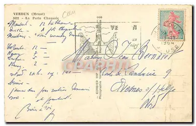 A Porta Chaussée em Verdun — vista com ponte e reflexos — editor Cim — Verso