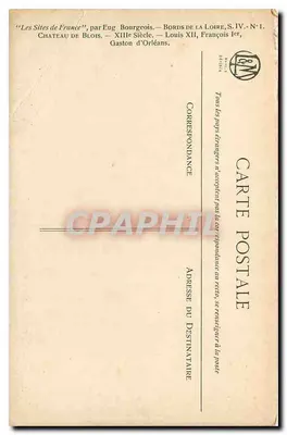 Blois — Le Château — Éditeur : Eug. Bourgeois, série S. IV. N°1 — Verso