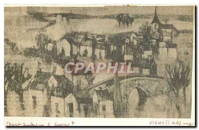 Vigny (S. 40) — widok z lotnictwa z kościołem i zamekiem — Guy — Rewers
