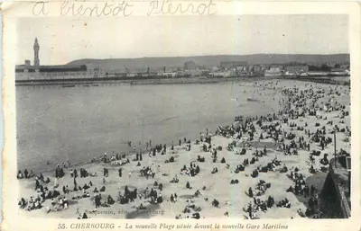 Cherbourg - A nova Praia localizada diante da nova Estação Marítima — A. Bacquemin, editor. Cherbourg, n°55