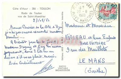 Rade de Toulon — vista de Saint-Mandrier — Edições ARIS — Verso