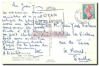 Kasyno w Royan — Royan, Charente-Maritime — wydawca SPADÈM, Paryż, n° 2042 — Rewers