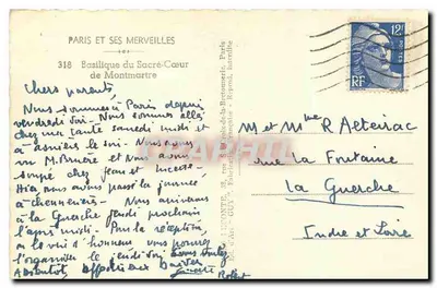 Basilique du Sacré-Cœur — Montmartre — Éditeur Guy, n° 318 — Verso
