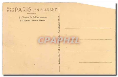 Tomb of the Unknown Soldier — Paris — Art Edition YVON — Back
