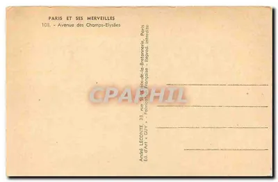 Avenida dos Campos Elísios — vista desde a sede da casa Prunet — editor André Leconte, n° 108 — Verso