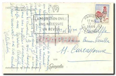 Notre-Dame w Paryżu — widok fasady — wydawca Ganycolor, nr 7173 — Rewers