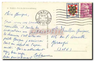 Palácio do Luxembourg — Paris — Éditions du Globe, n°30 — Verso