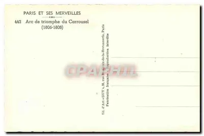 Kopiec zwycięstwa Carrousel — Paryż — Éd. d'Art GUY, 442 — Rewers
