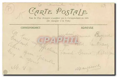 Stara pocztówka Paryż Sekwera i Katedra Notre-Dame Statek — Rewers
